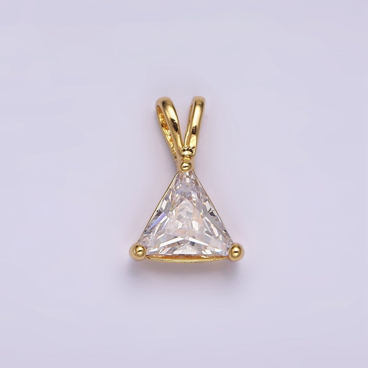 24K Gold Filled Clear CZ Triangle Double Bail Pendant | N1938 - DLUXCA