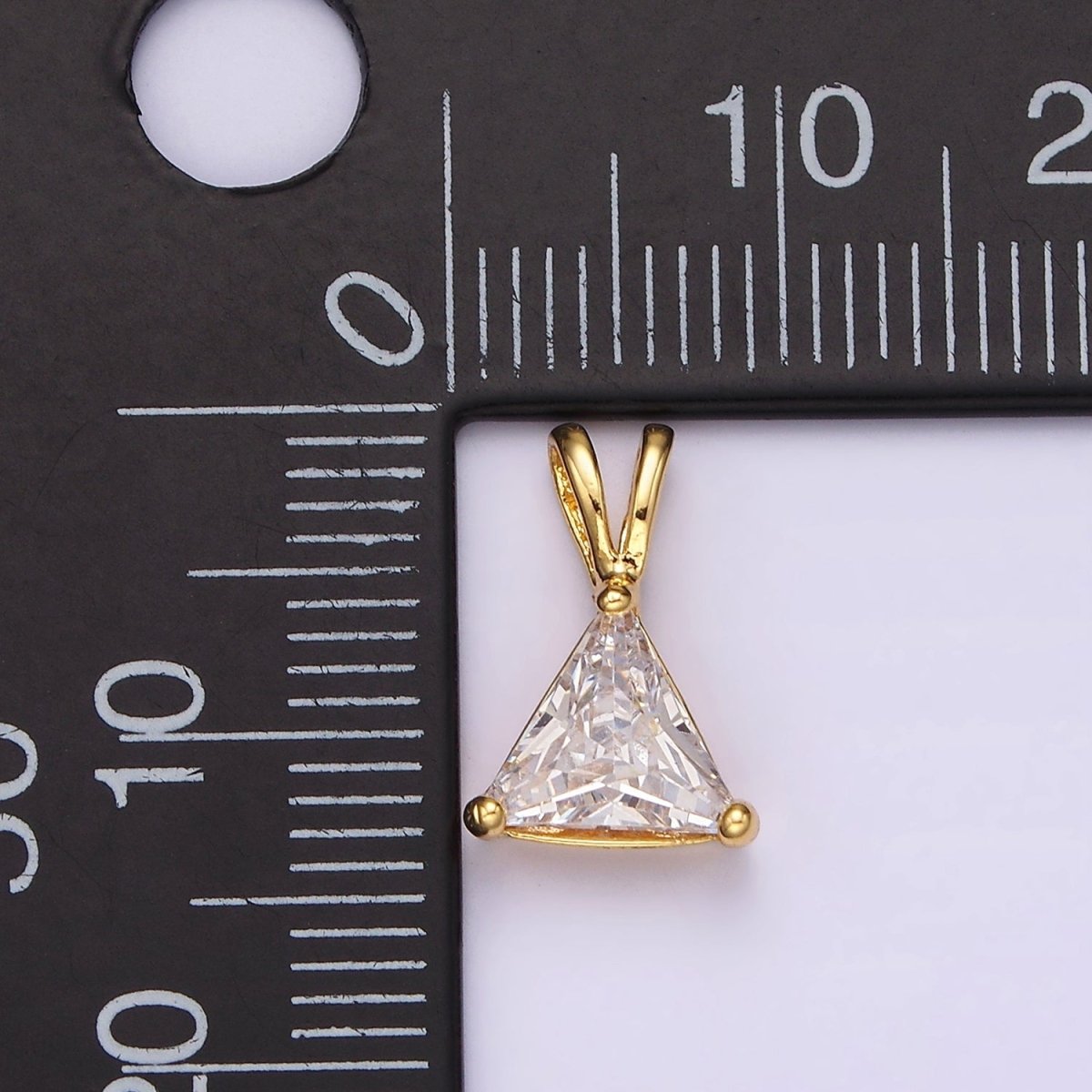 24K Gold Filled Clear CZ Triangle Double Bail Pendant | N1938 - DLUXCA