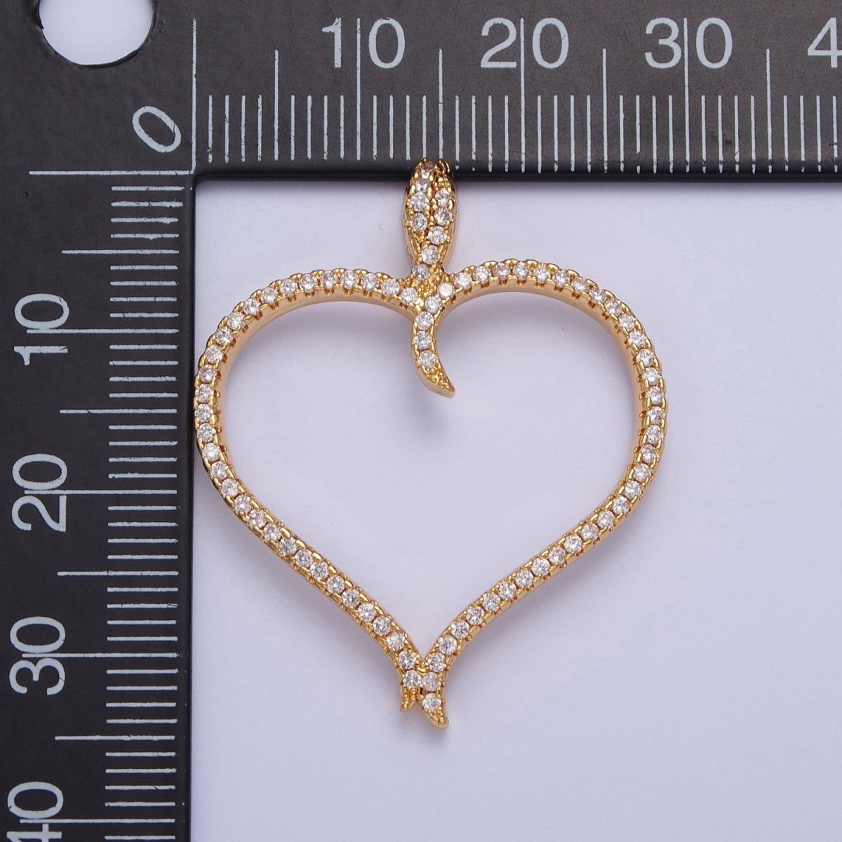 24K Gold Filled Clear Micro Pave Heart Cubic Zirconia Pendant, Love Valentine Charm For Jewelry Necklace Making X-434 - DLUXCA