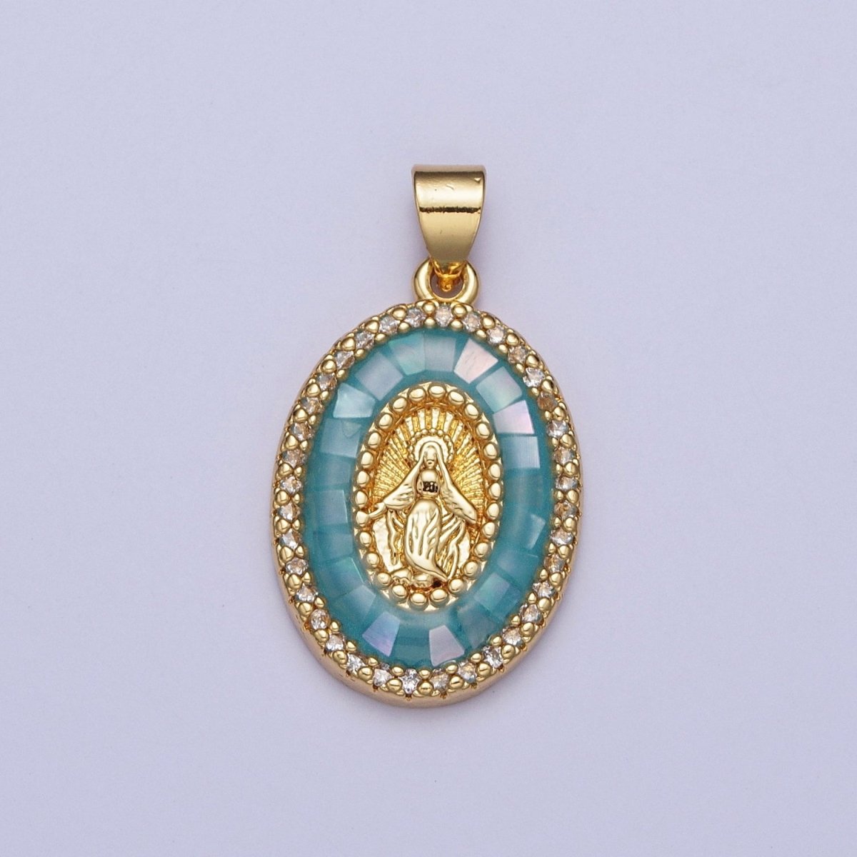 24K Gold Filled Clear Micro Pave Opal Mother Virgin Mary, Religious Miraculous Lady Guadalupe Pendant For Jewelry Making | X482-X487 - DLUXCA