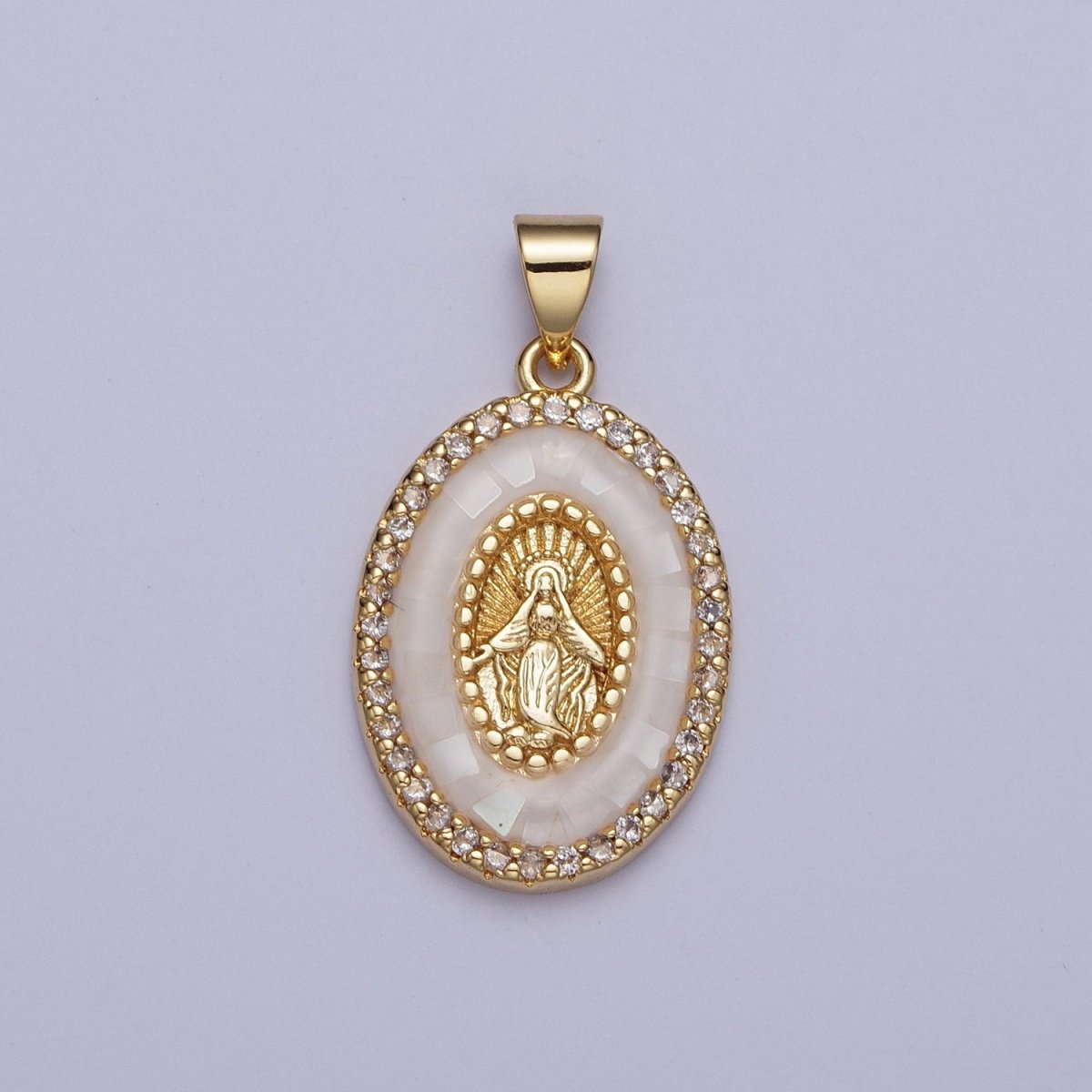 24K Gold Filled Clear Micro Pave Opal Mother Virgin Mary, Religious Miraculous Lady Guadalupe Pendant For Jewelry Making | X482-X487 - DLUXCA