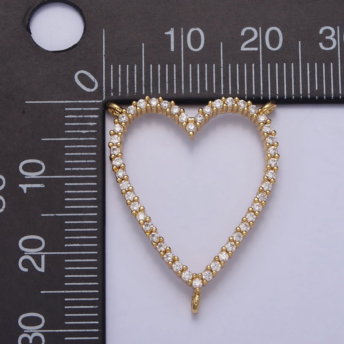 24K Gold Filled Clear Micro Paved CZ Heart Link Triple Three Way Connector Centerpiece for Necklace | AA807 - DLUXCA