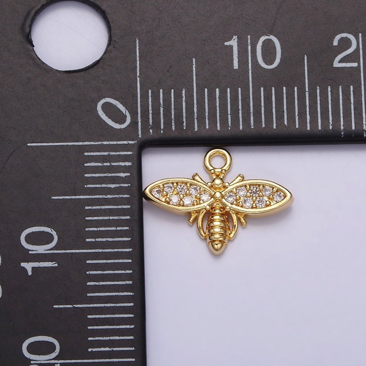 24K Gold Filled Clear Micro Paved CZ Insect Bee Wasps Add-On Charm | AC1427 - DLUXCA