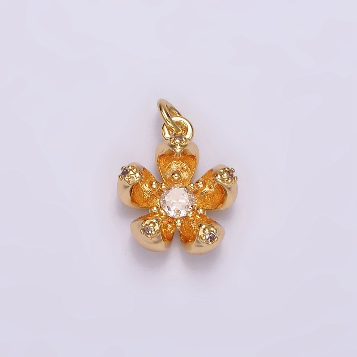 24K Gold Filled Clear, Pink CZ Flower Charm | AG547 AG548 - DLUXCA