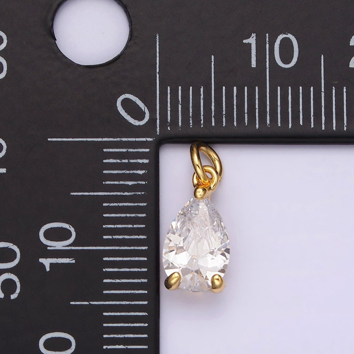 24K Gold Filled Clear Teardrop CZ Bezel Add-On Charm | AC877 - DLUXCA