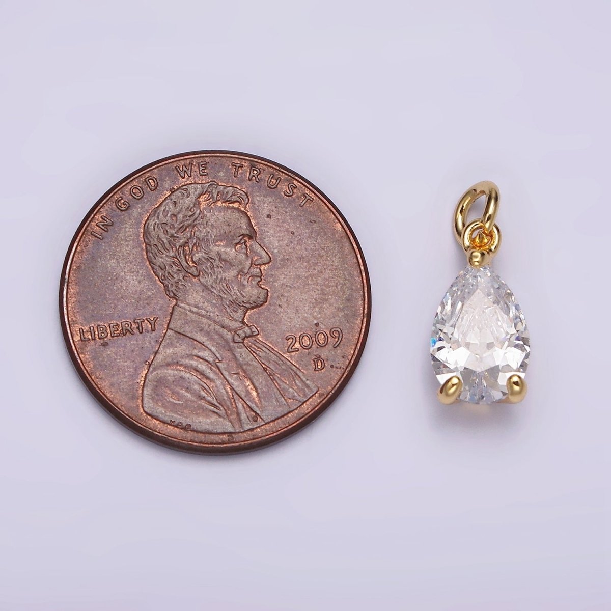 24K Gold Filled Clear Teardrop CZ Bezel Add-On Charm | AC877 - DLUXCA