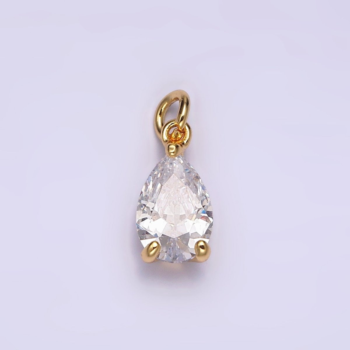 24K Gold Filled Clear Teardrop CZ Bezel Add-On Charm | AC877 - DLUXCA