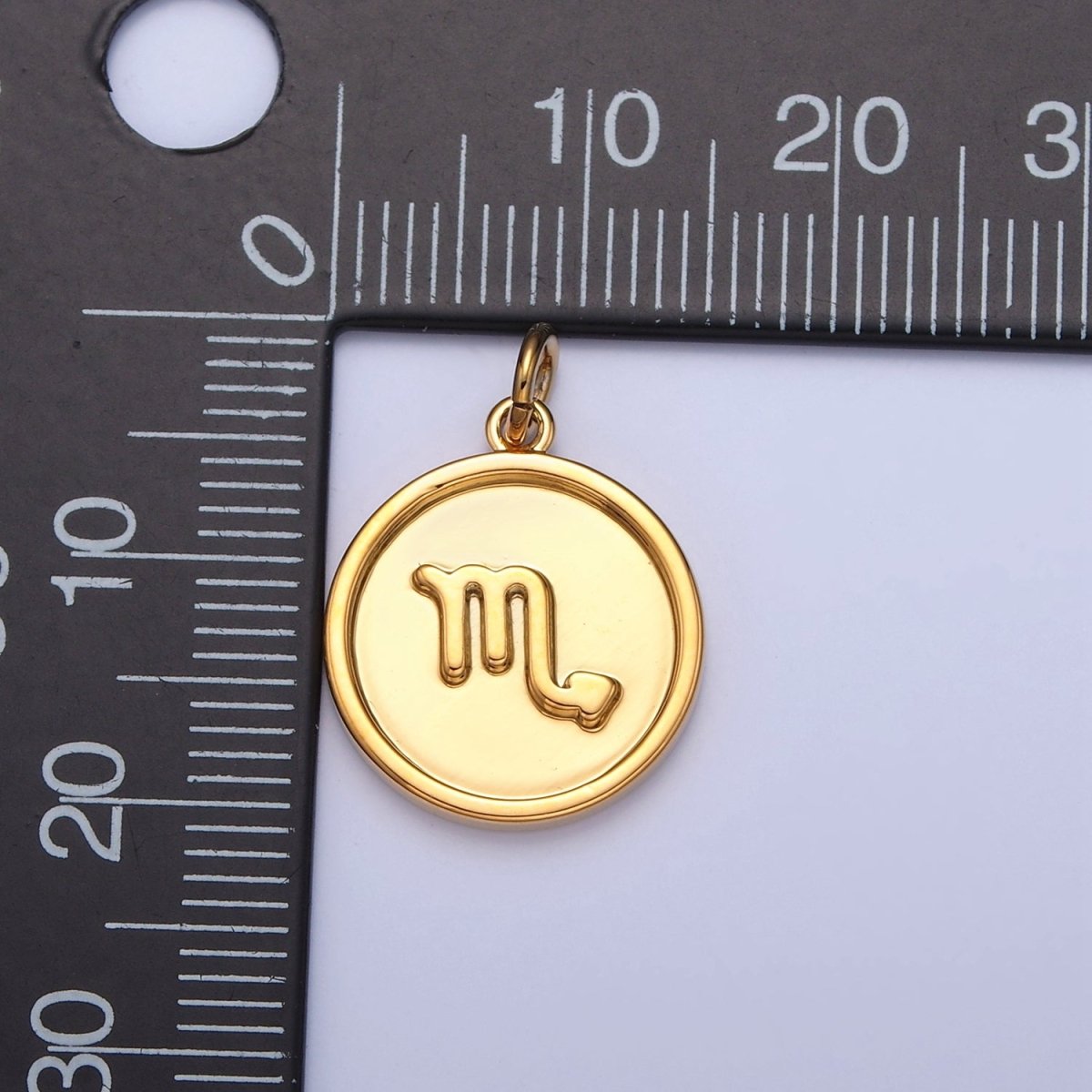 24K Gold Filled Coin Disc Zodiac Charm Dainty Astrological Zodiac Signs Add on Charm W-228~W-239 - DLUXCA