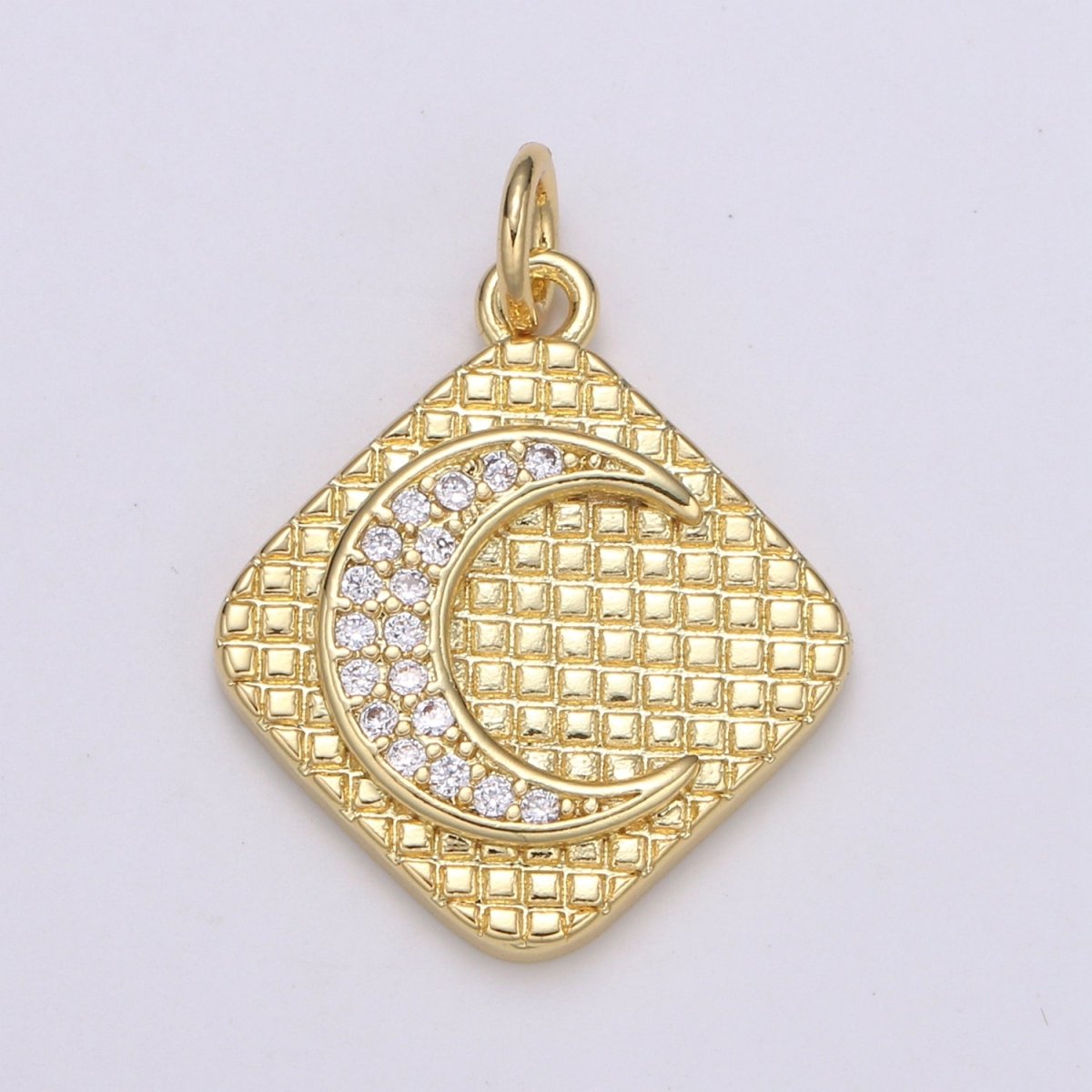 24K Gold Filled Crystal Diamond Moon Charm E-147 - DLUXCA