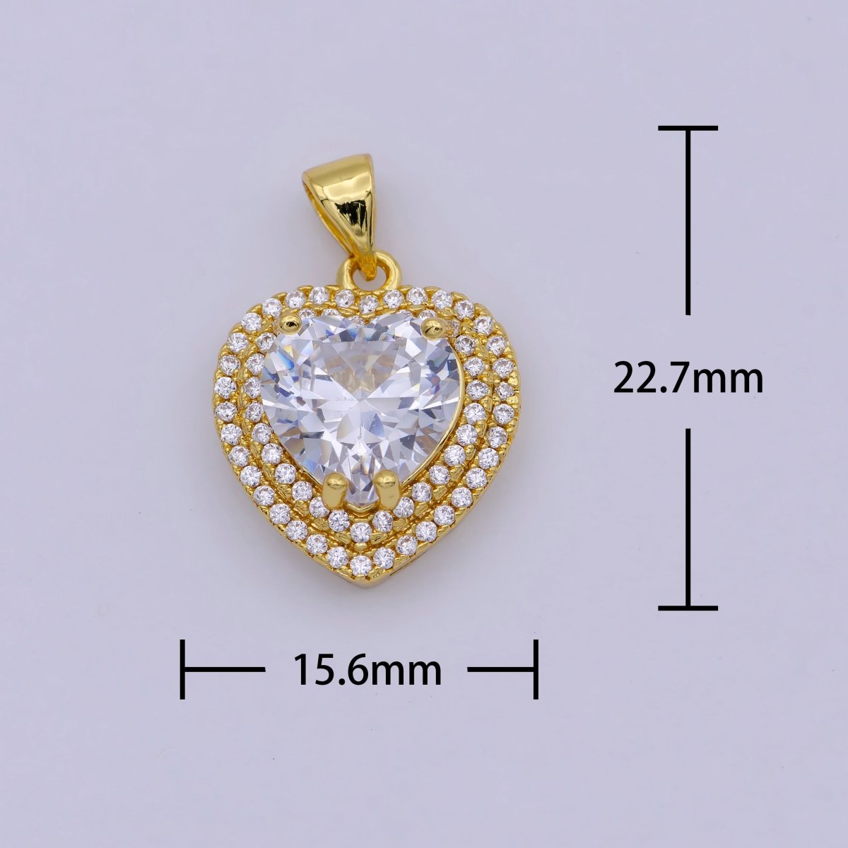 24K Gold Filled Crystal Heart Pendants I-733 - DLUXCA