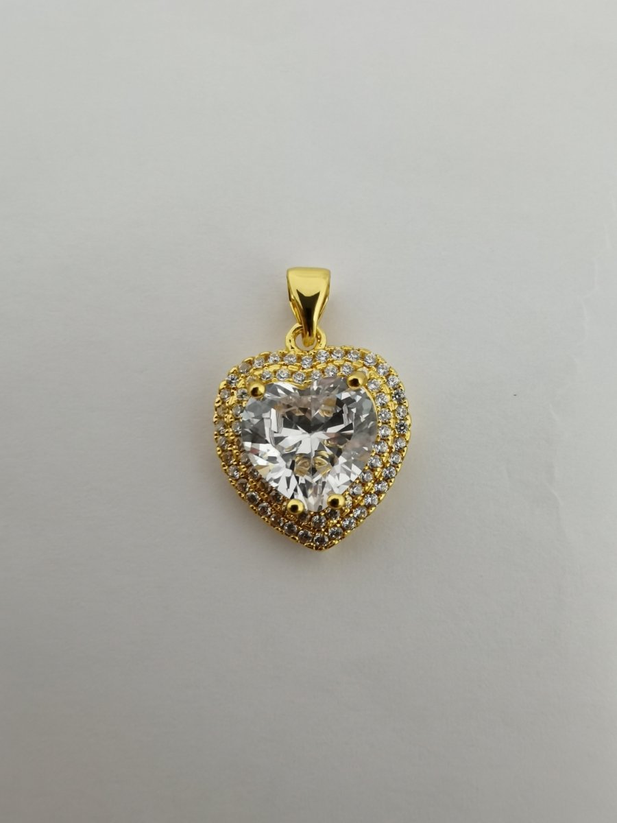 24K Gold Filled Crystal Heart Pendants I-733 - DLUXCA
