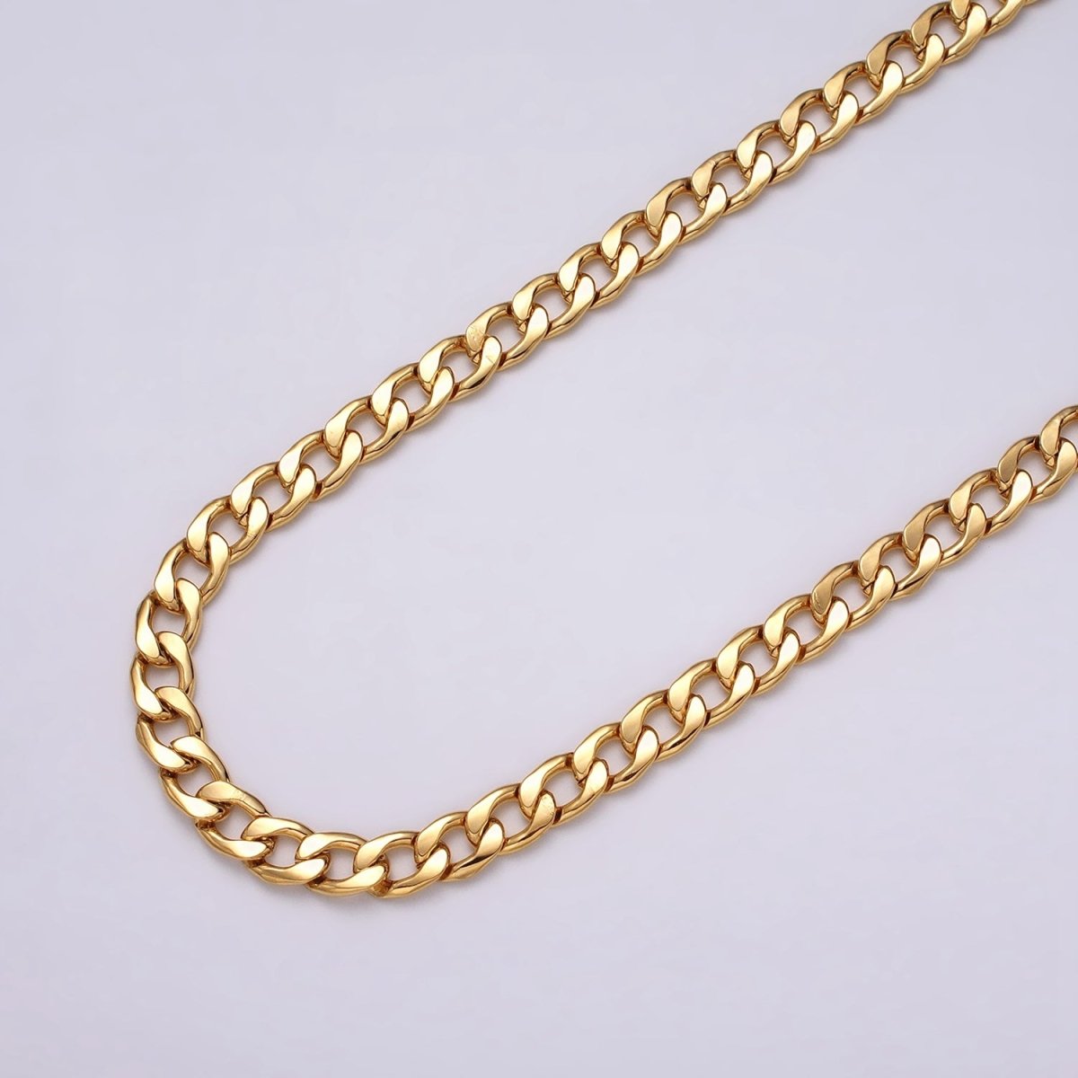 24k Gold Filled Cuban Curb Chain 7.5mm Unfinished Unisex Curb Link Chain by Yard Wholesale Jewelry Making Supplies | ROLL-1283 ROLL-1284 Clearance Pricing - DLUXCA