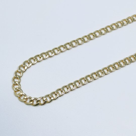 24K Gold Filled Cuban CURB Chain by Yard, Cuban Link Chain for Necklace Bracelet Anklet Supply, 10.1X8mm Wide Chain For Jewelry Making | ROLL-391 Clearance Pricing - DLUXCA