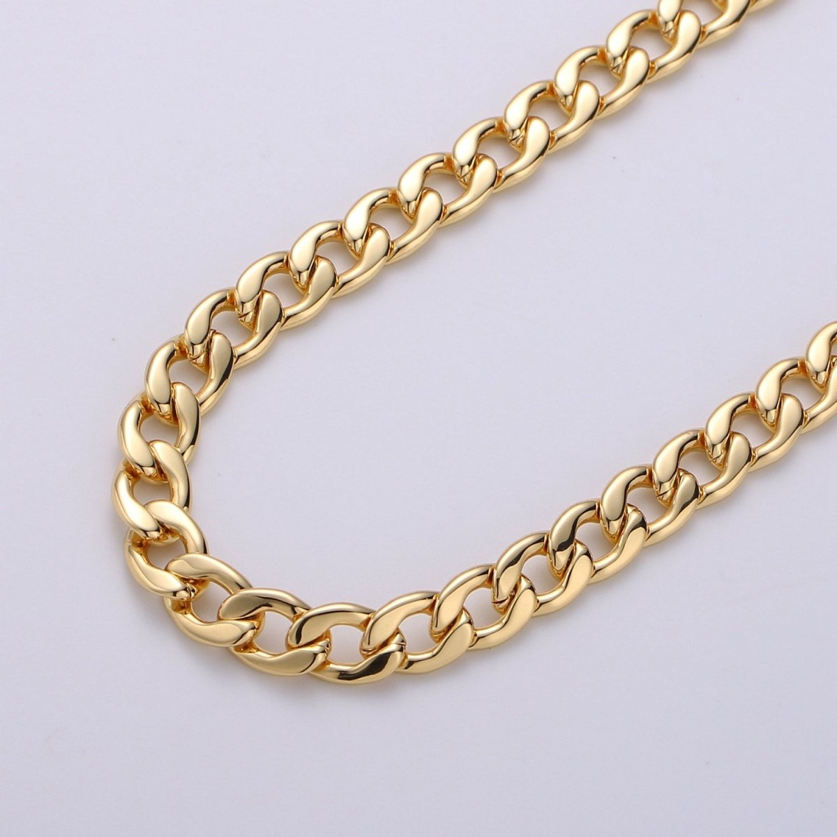 24K Gold Filled Cuban Curb Chain, Cuban Link Choker By Yard For Necklace Bracelet Anklet Supply | ROLL-237 - DLUXCA