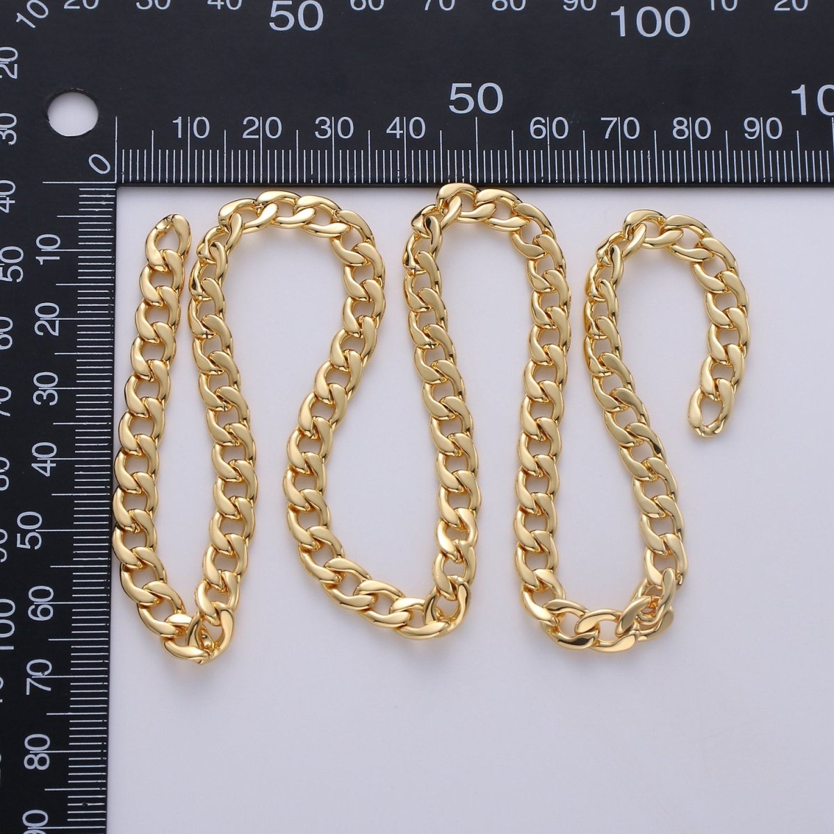 24K Gold Filled Cuban Curb Chain, Cuban Link Choker By Yard For Necklace Bracelet Anklet Supply | ROLL-237 - DLUXCA