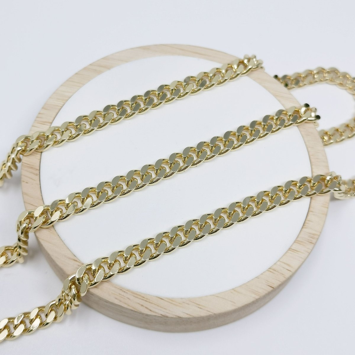 24K Gold Filled Cuban CURB Chain Sold By Yard, Cuban Link Chain for Necklace Bracelet Anklet Supply 8mm Wide Chain for Jewelry Making | ROLL-398 Clearance Pricing - DLUXCA