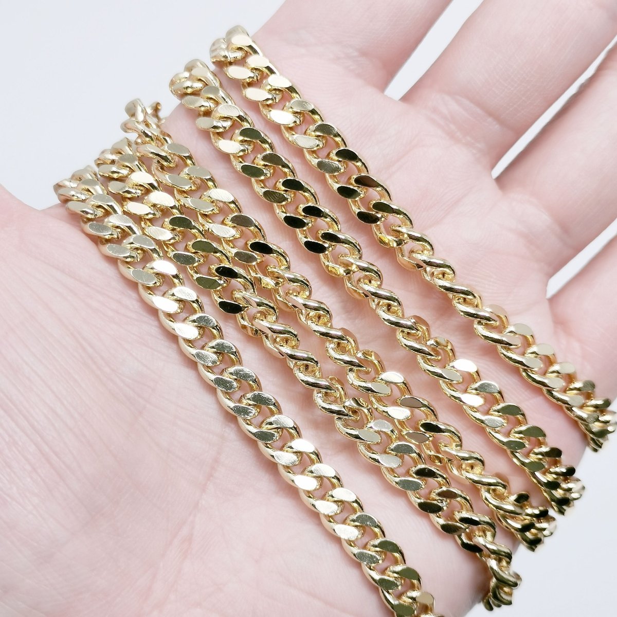 24K Gold Filled Cuban CURB Chain Sold By Yard, Cuban Link Chain for Necklace Bracelet Anklet Supply 8mm Wide Chain for Jewelry Making | ROLL-398 Clearance Pricing - DLUXCA