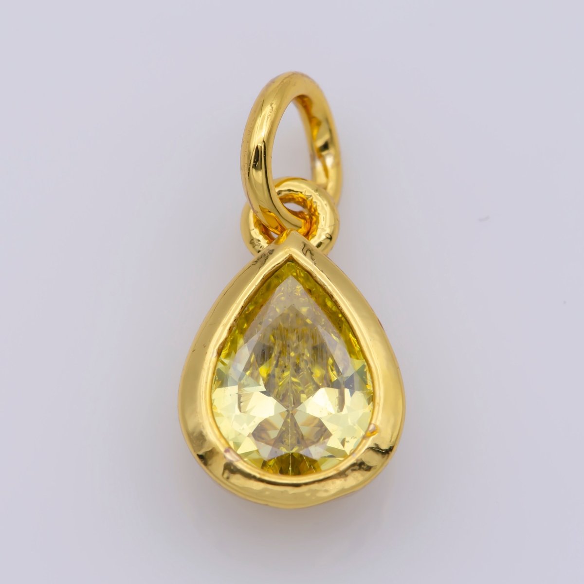 24K Gold Filled Cubic Zirconia CZ Teardrop Charm Jewelry Making Component | M-511-M-517 - DLUXCA