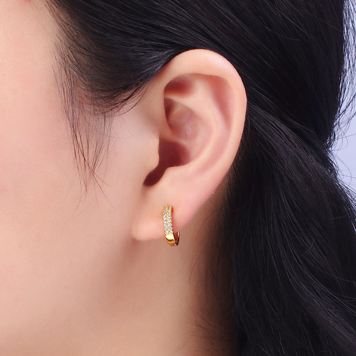 24k Gold Filled Cubic Zirconia Hoops Earrings Minimalist Gold Hoops Diamond Micro Pave CZ Dainty Gold Hoops P-240 P-241 - DLUXCA