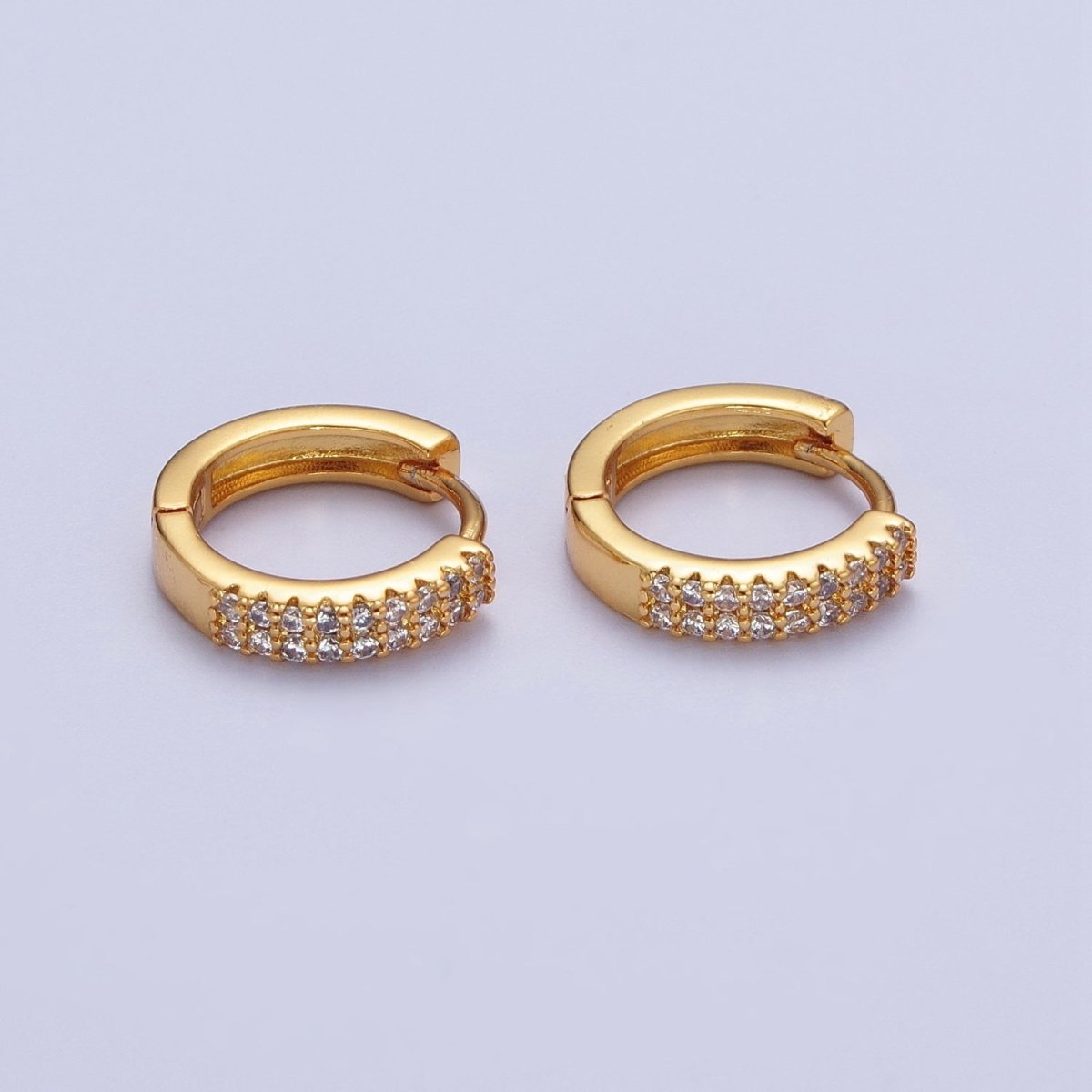 24k Gold Filled Cubic Zirconia Hoops Earrings Minimalist Gold Hoops Diamond Micro Pave CZ Dainty Gold Hoops P-240 P-241 - DLUXCA