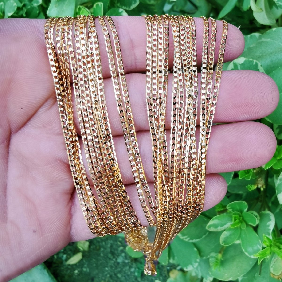 24k Gold Filled Curb Chain Filled Curb Cuban Chain Necklace, Layer Gold Chain 17.5 inch / 19.5 inch | WA-748 WA-772 Clearance Pricing - DLUXCA