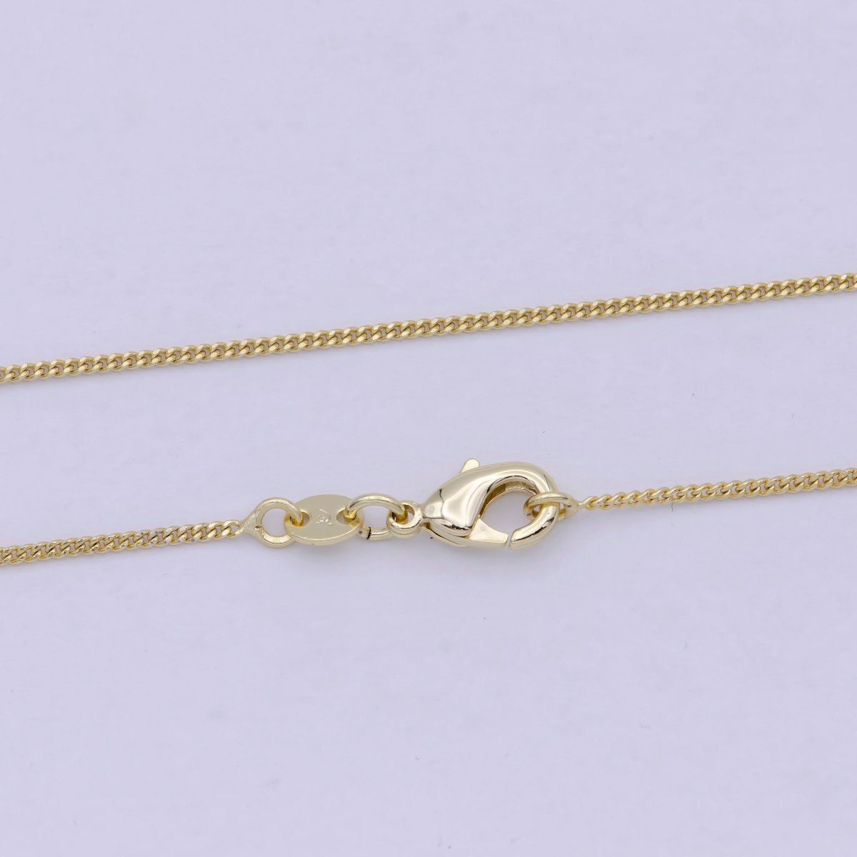 24K Gold Filled Curb Chain Necklace, 17.7 Inch Curb Chain Necklace, Dainty 1mm Link Necklace w/ Lobster Clasp | WA-811 Clearance Pricing - DLUXCA