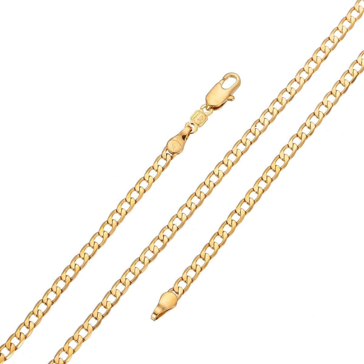 24K Gold Filled Curb Chain Necklace, 19.5 inch Finished Necklace For Jewelry Making, Dainty 2.6mm Curb Necklace w/ Lobster Clasps | CN-292 Clearance Pricing - DLUXCA