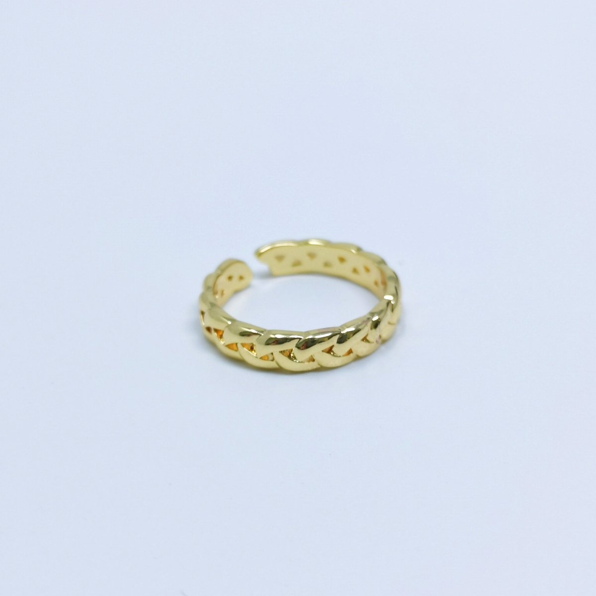 24K Gold Filled Curb Chain Ring, Statement Ring, Chunky Link Chain Ring, Stackable Ring Thick Gold Ring Open Gold Ring gift for her R-232 - DLUXCA
