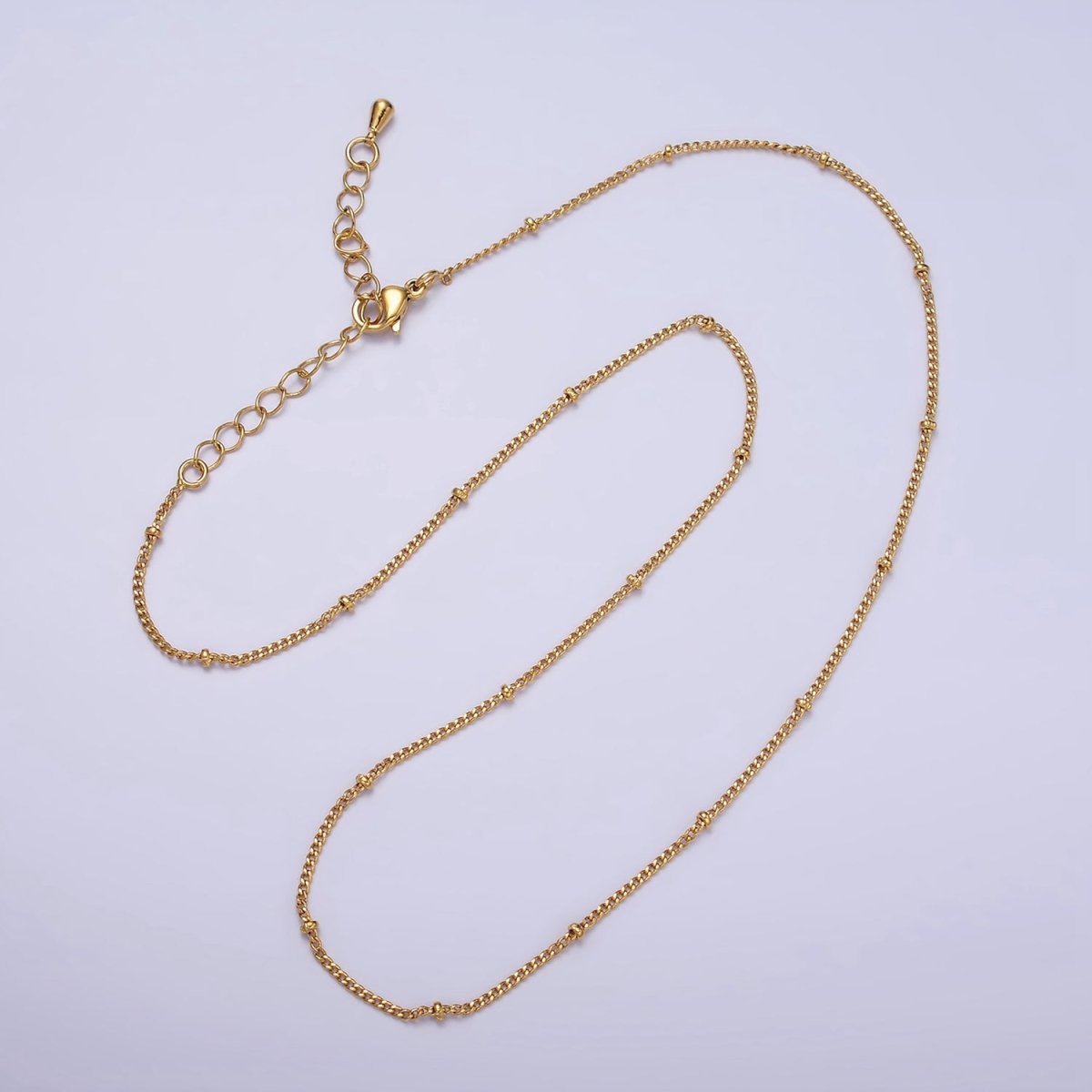 24K Gold Filled Curb Chain With Gold Beads For Wholesale Necklace Dainty Satellite Chain Jewelry Making Supplies | WA-1845 WA-1846 Clearance Pricing - DLUXCA