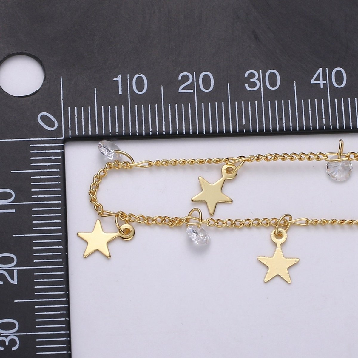 24K Gold Filled Curb Twisted Chain By Yard, Star CZ Charm Twisted Linked Chain by Yard, Designed Curb Unfinished Chain For Jewelry Making | ROLL-325 Clearance Pricing - DLUXCA