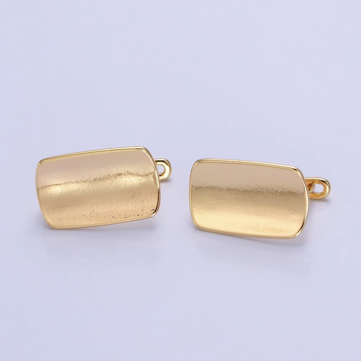 24K Gold Filled Curved Oblong Rectangular Open Loop English Lock Earrings Supply in Silver & Gold | Z-198 Z-333 - DLUXCA