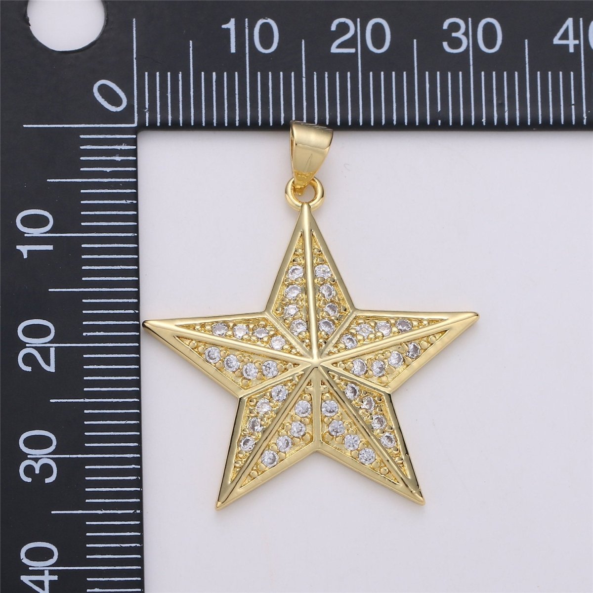 24K Gold Filled Cute Celestial Star Pendant with Micro Pave Cubic Zirconia CZ Stone for Necklace or Bracelet I-575 - DLUXCA