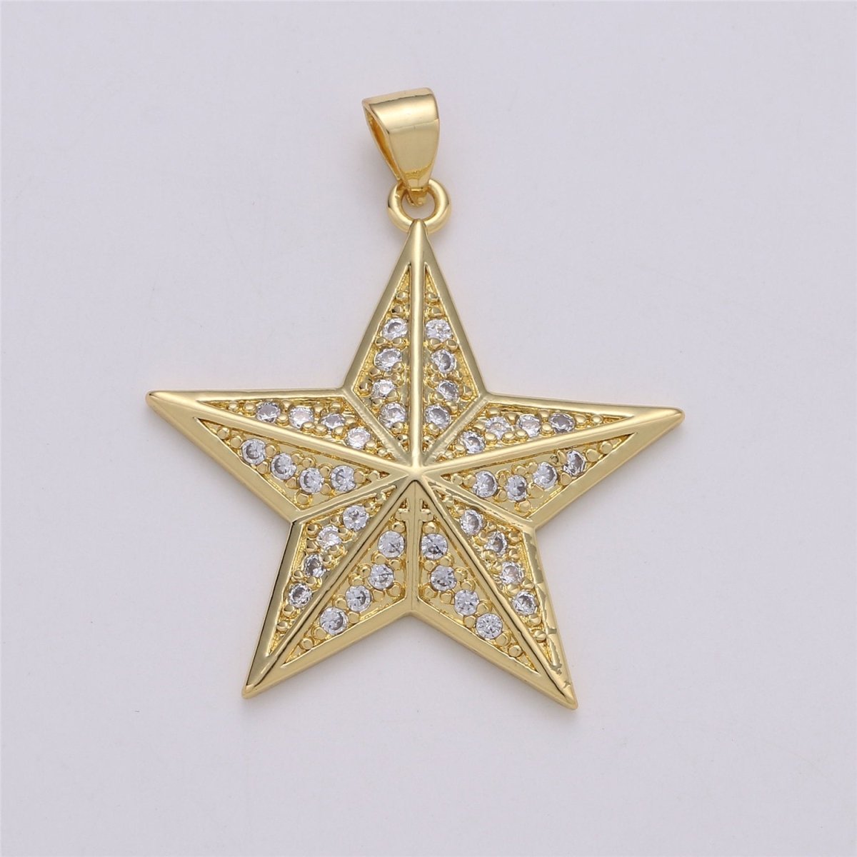 24K Gold Filled Cute Celestial Star Pendant with Micro Pave Cubic Zirconia CZ Stone for Necklace or Bracelet I-575 - DLUXCA