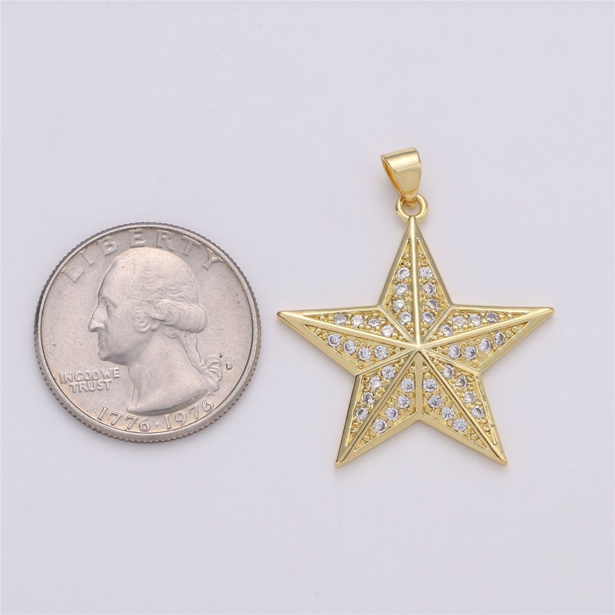 24K Gold Filled Cute Celestial Star Pendant with Micro Pave Cubic Zirconia CZ Stone for Necklace or Bracelet I-575 - DLUXCA