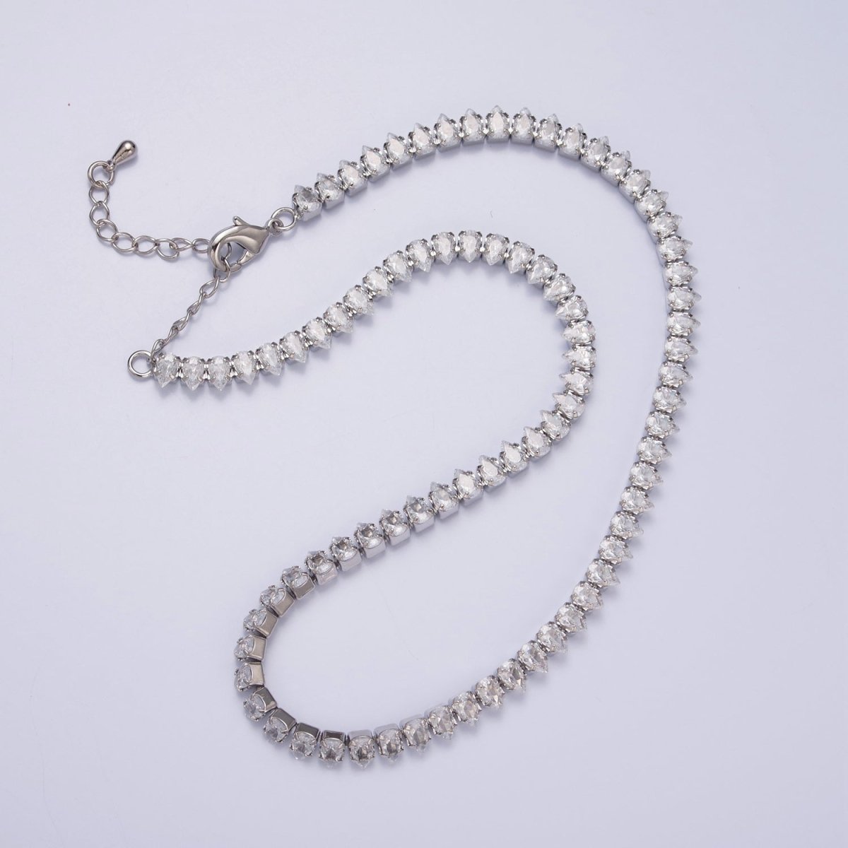 24K Gold Filled CZ Cubic Zirconia Teardrop Tennis Chain Necklace | WA-998 WA-999 Clearance Pricing - DLUXCA