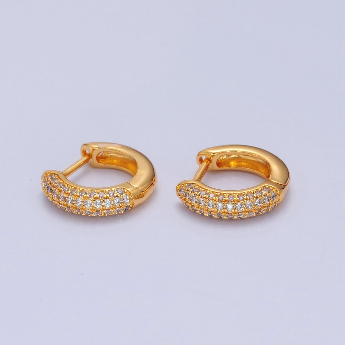 24K Gold Filled CZ Hoop Earrings Small Lever Back Huggie Hoop Earrings-Dainty CZ Earrings T-456 - DLUXCA