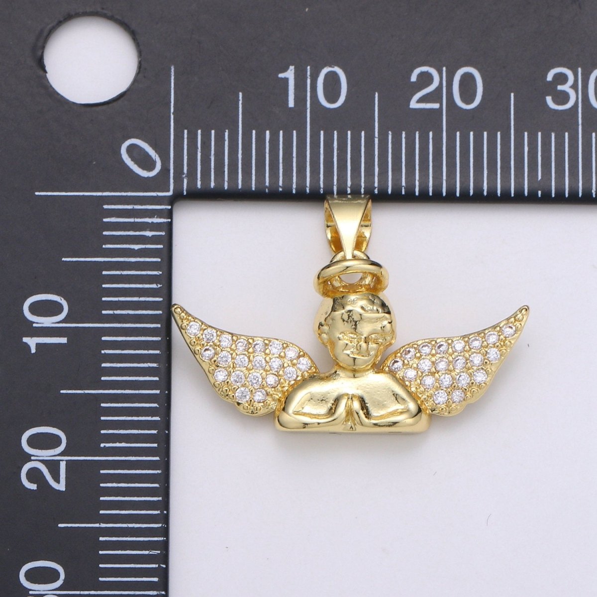 24k Gold Filled CZ Roman Angel Pendant Angel Cluster Cubic Wings Charm Ceraphim Pendant Jewelry Making Supply J-060 - DLUXCA