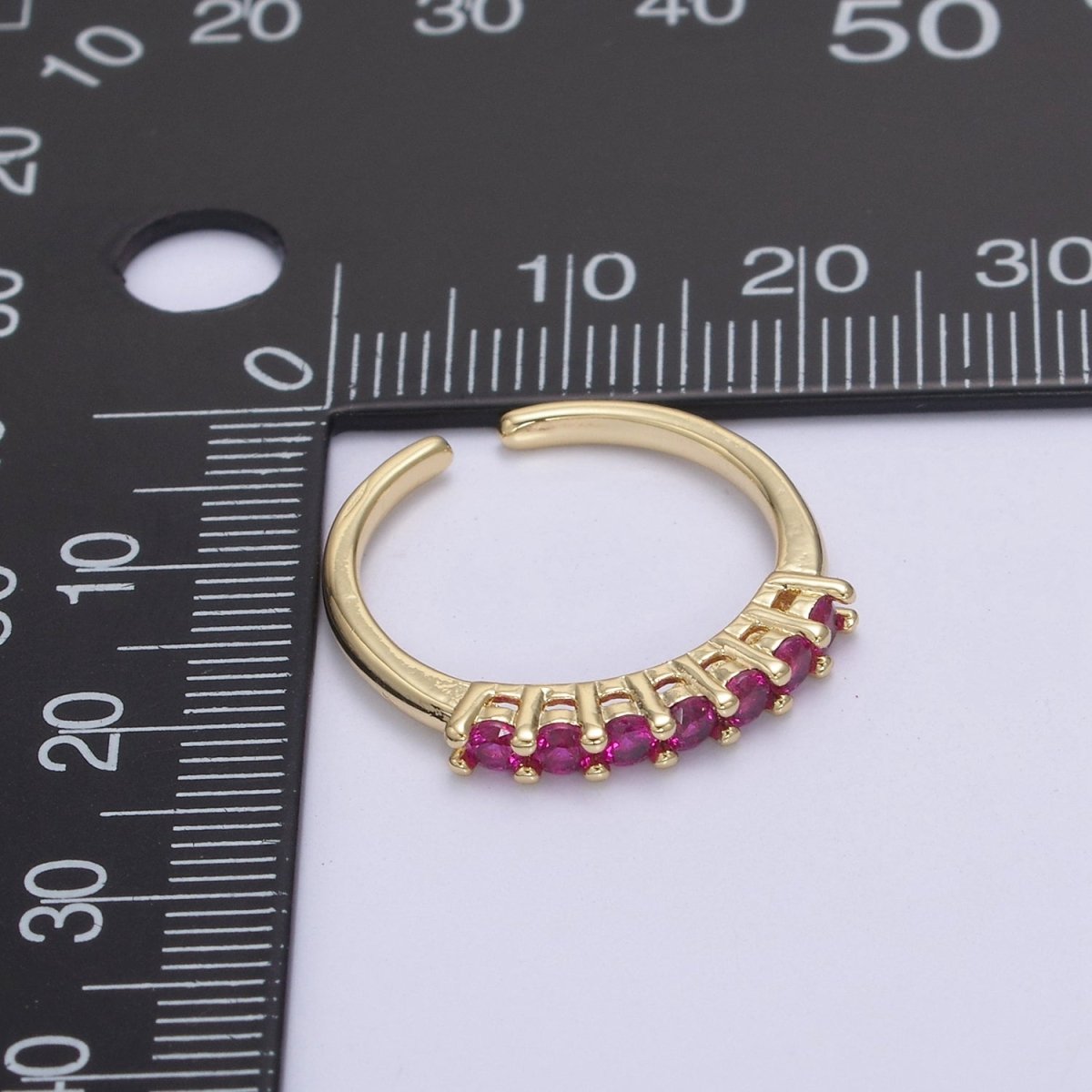 24k Gold Filled CZ Stone Ring - Dainty Ring - Fuschia Blue Green Clear Black Cubic Zirconia Ring - Minimalist Jewelry U-264 ~ U-268 - DLUXCA