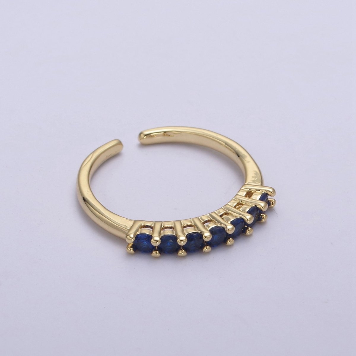 24k Gold Filled CZ Stone Ring - Dainty Ring - Fuschia Blue Green Clear Black Cubic Zirconia Ring - Minimalist Jewelry U-264 ~ U-268 - DLUXCA