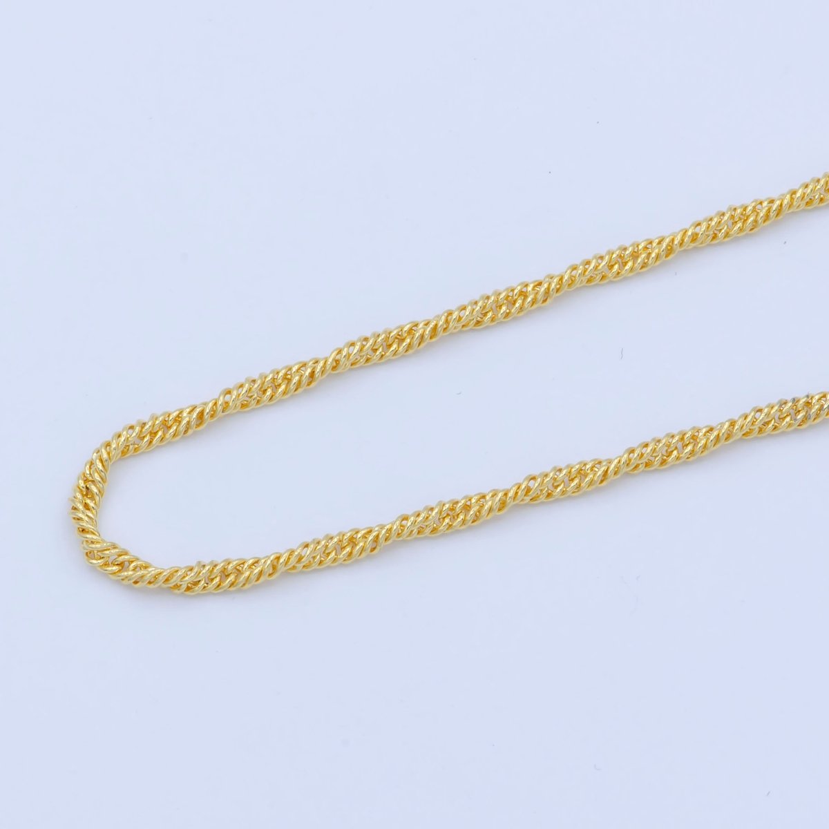 24K Gold Filled Dainty 1.5mm Twisted Singapore 18 Inch Layering Chain Necklace | WA-195 Clearance Pricing - DLUXCA