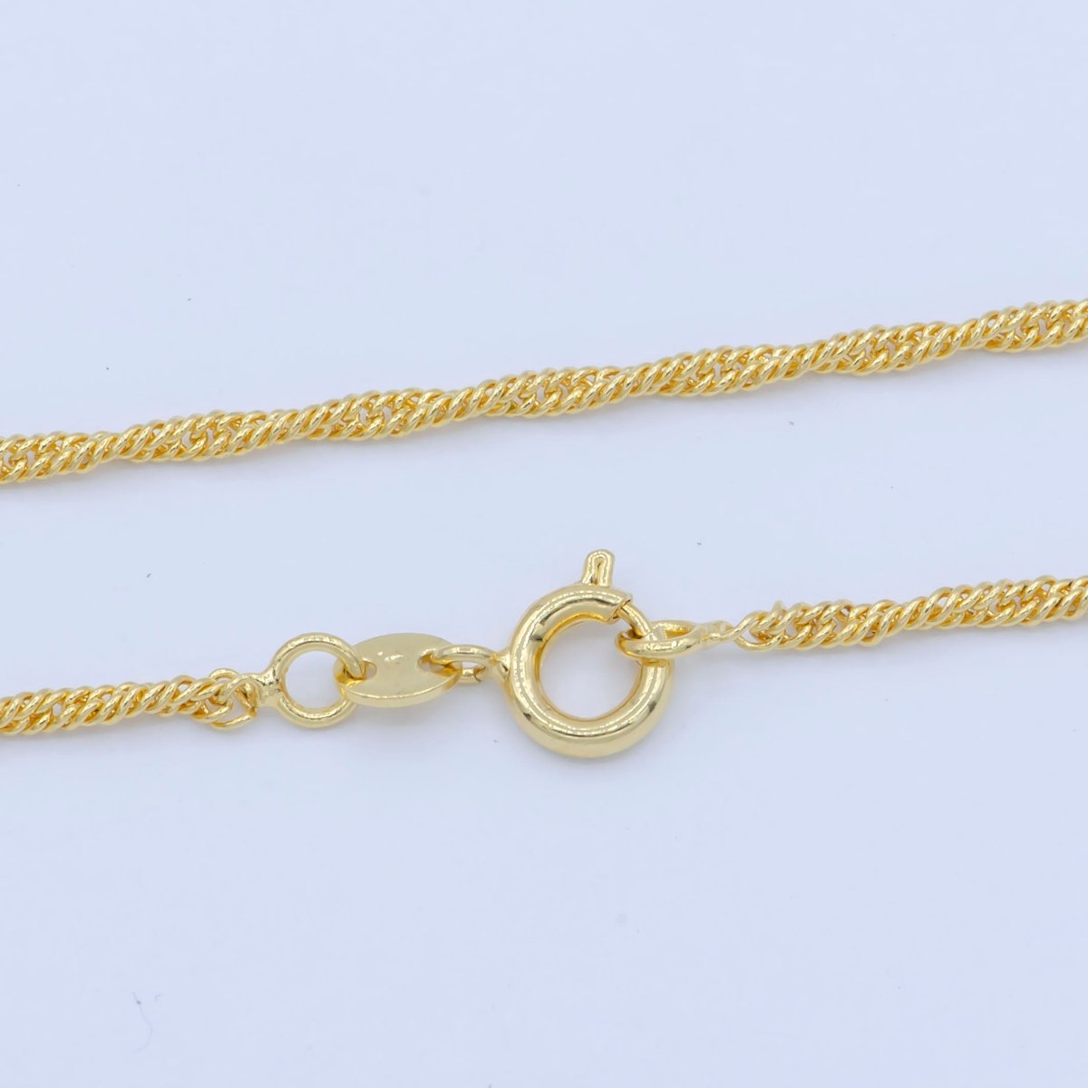24K Gold Filled Dainty 1.5mm Twisted Singapore 18 Inch Layering Chain Necklace | WA-195 Clearance Pricing - DLUXCA