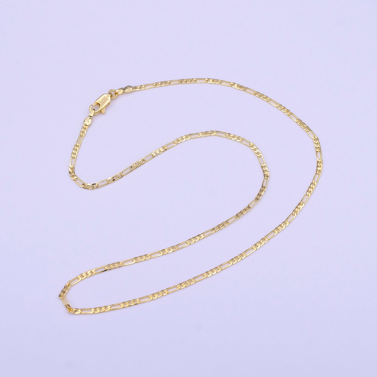 24K Gold Filled Dainty 1.8mm Figaro Chain 15.5 Inch Choker Necklace | WA-1455 Clearance Pricing - DLUXCA