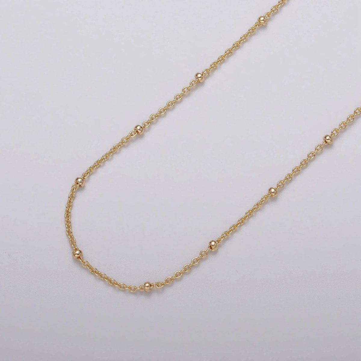 24K Gold Filled Dainty 1.8mm Satellite Bead Rolo Unfinished Chain by Yard in Gold & Silver | ROLL-1040, ROLL-1095 - DLUXCA