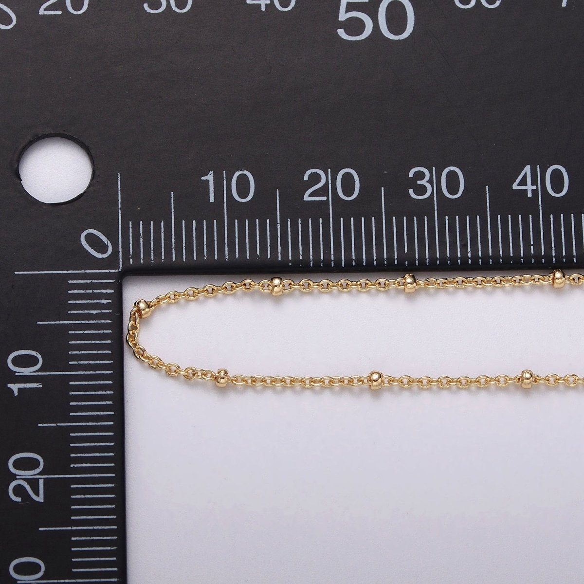 24K Gold Filled Dainty 1.8mm Satellite Bead Rolo Unfinished Chain by Yard in Gold & Silver | ROLL-1040, ROLL-1095 - DLUXCA