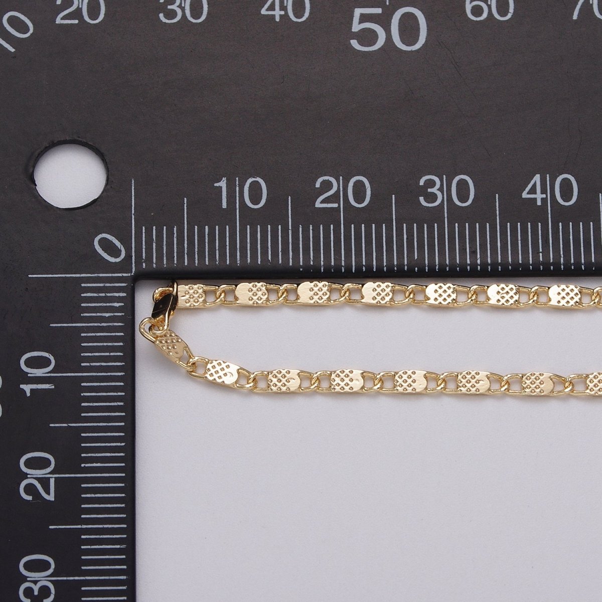 24K Gold Filled Dainty 2.2mm Scroll Dotted Flat Link Unfinished Chain by Yard | ROLL-1031 Clearance Pricing - DLUXCA