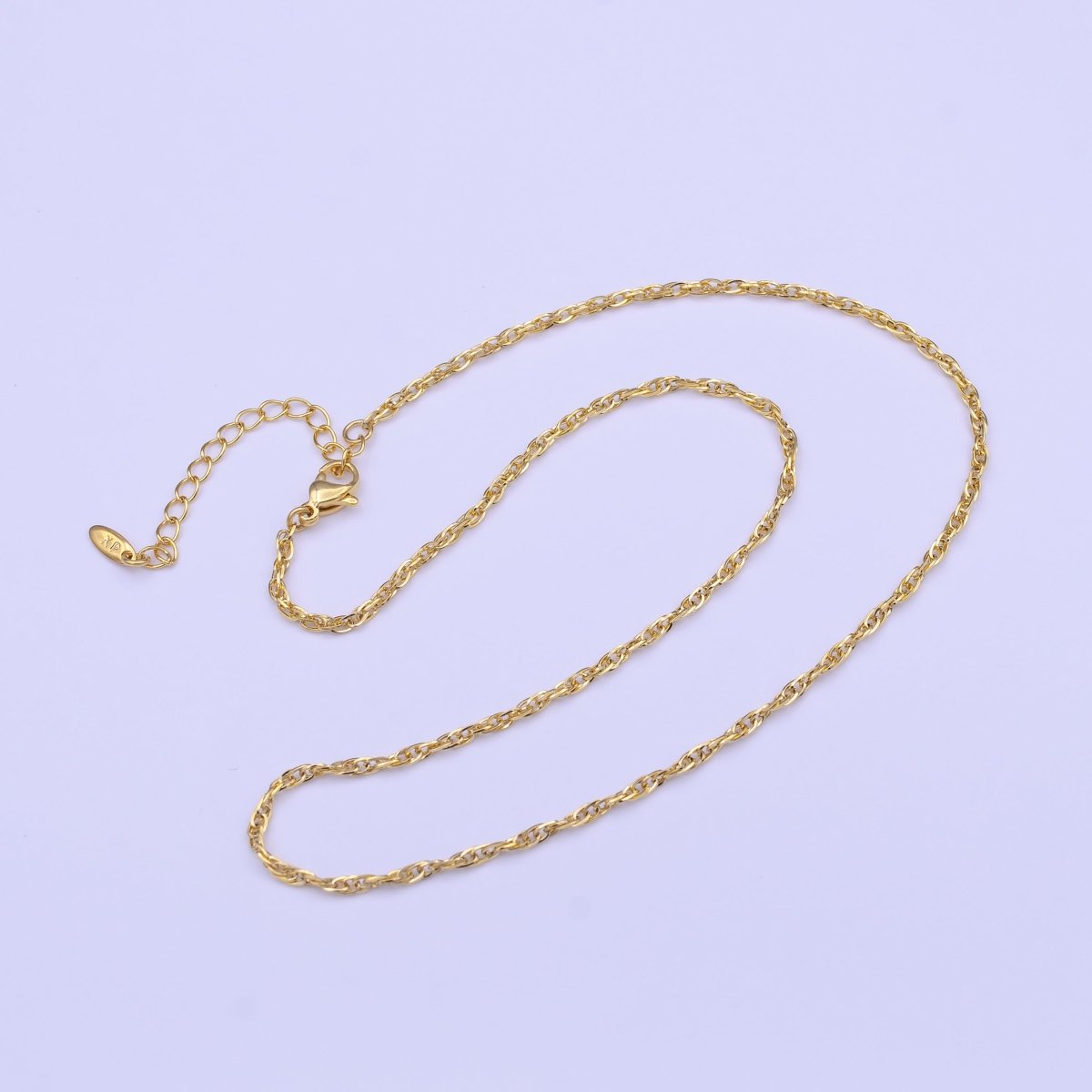 24K Gold Filled Dainty 2mm Espiga Link Connecting 16.25 Inch Chain Necklace | WA-1453 Clearance Pricing - DLUXCA