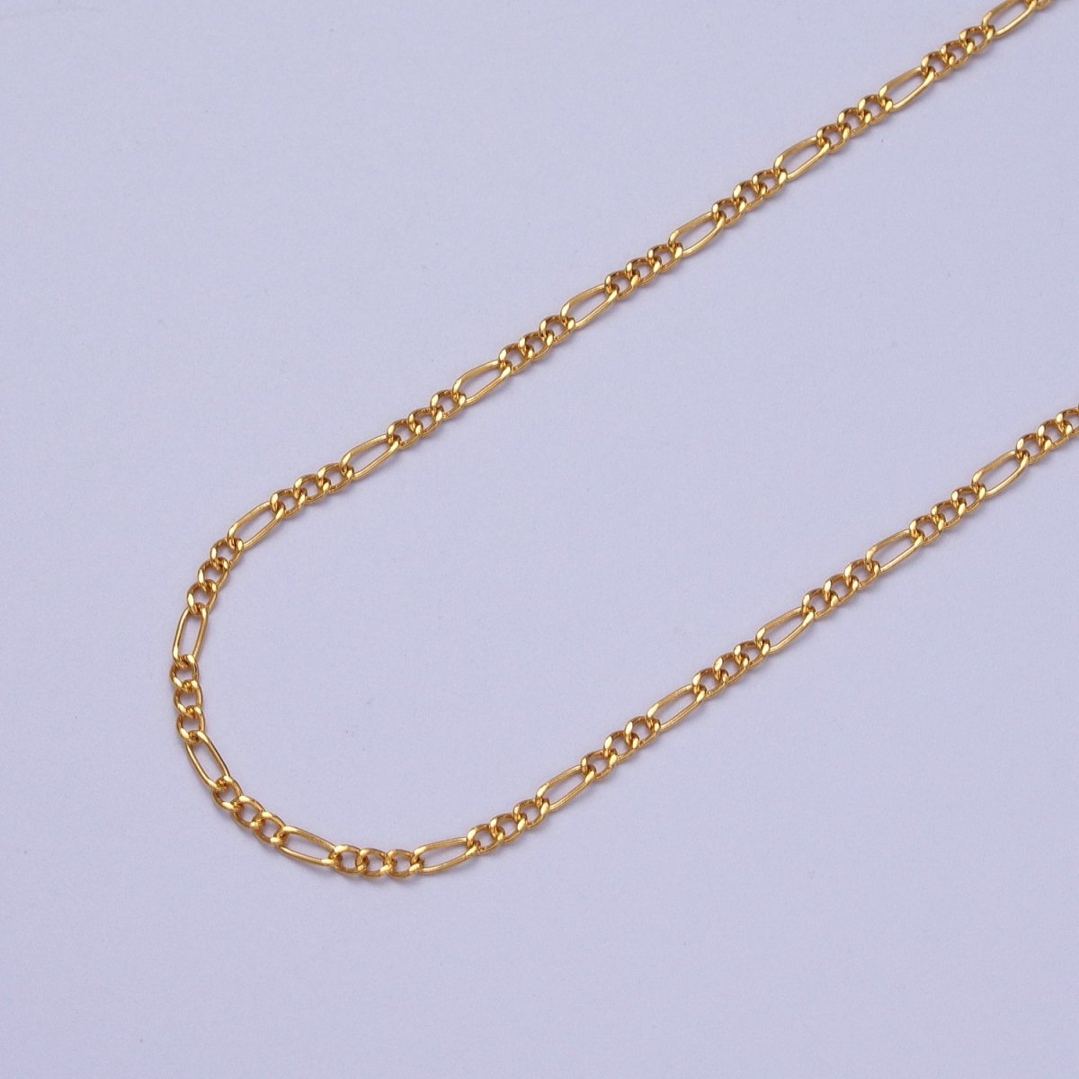 24K Gold Filled Dainty 2mm Figaro Chain Bulk Gold, Silver Unfinished Chain | ROLL-980, ROLL-981 Clearance Pricing - DLUXCA