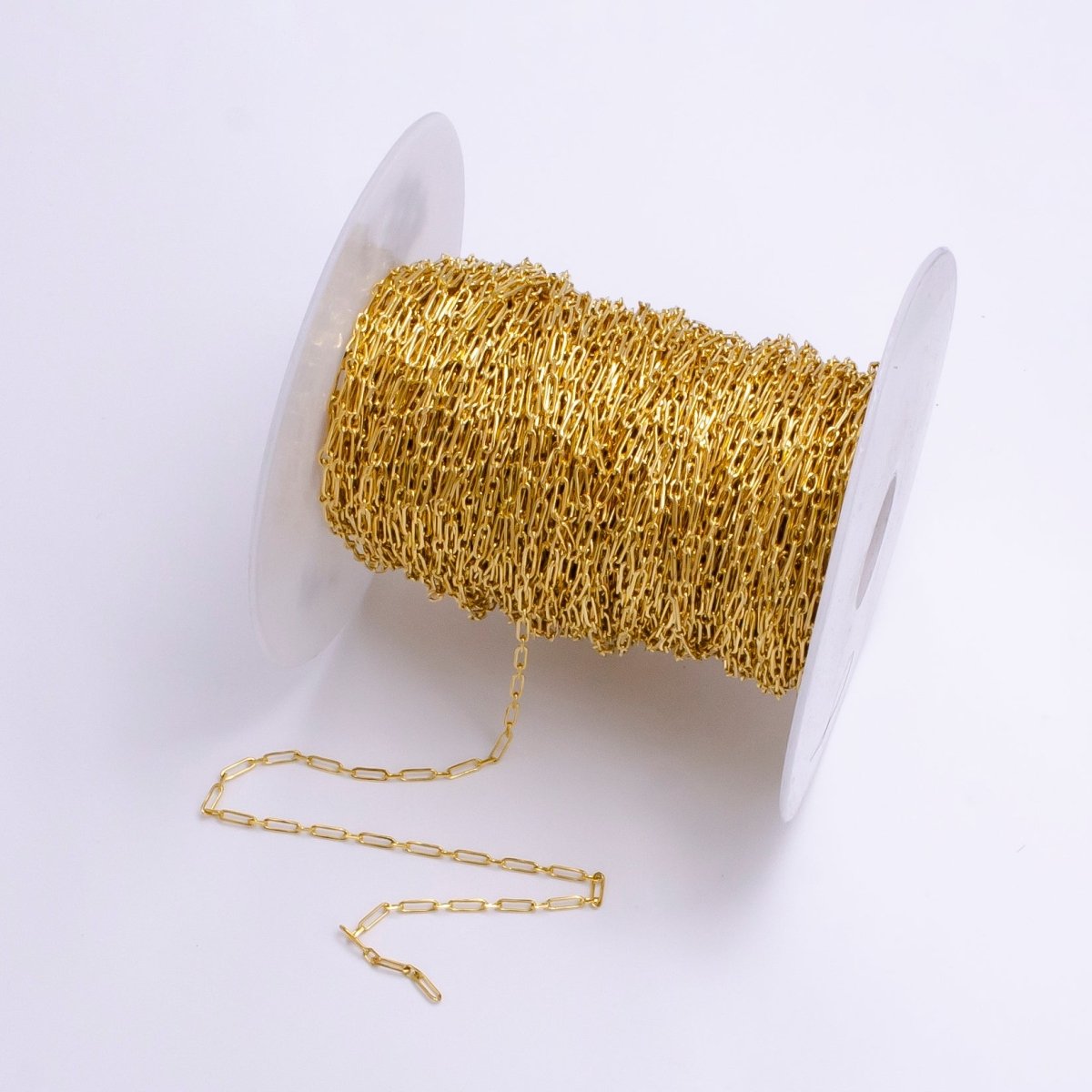 24K Gold Filled Dainty 2mm Paperclip Cable Link Unfinished Chain For Jewelry Making | ROLL-1380 Clearance Pricing - DLUXCA