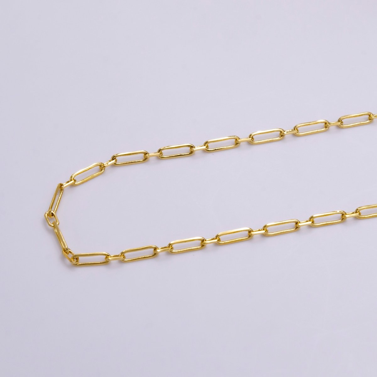 24K Gold Filled Dainty 2mm Paperclip Cable Link Unfinished Chain For Jewelry Making | ROLL-1380 Clearance Pricing - DLUXCA