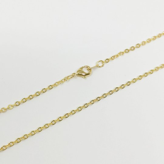 24K Gold Filled Dainty Cable Link Chain Necklace For Wholesale Chains And Jewelry Making Supplies Findings 17.5 inch 2mm | CN-925 Clearance Pricing - DLUXCA
